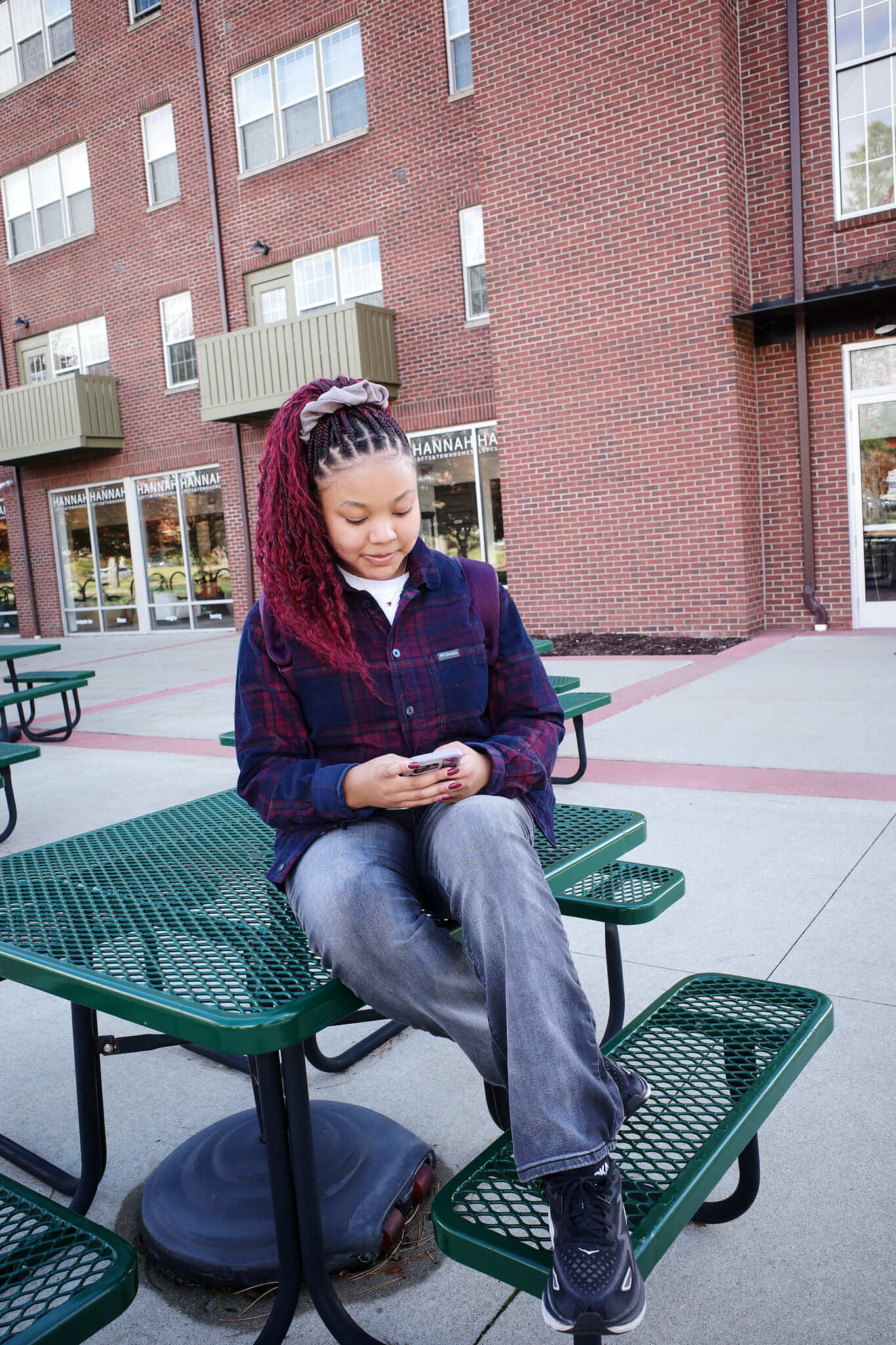 a student sitting outside